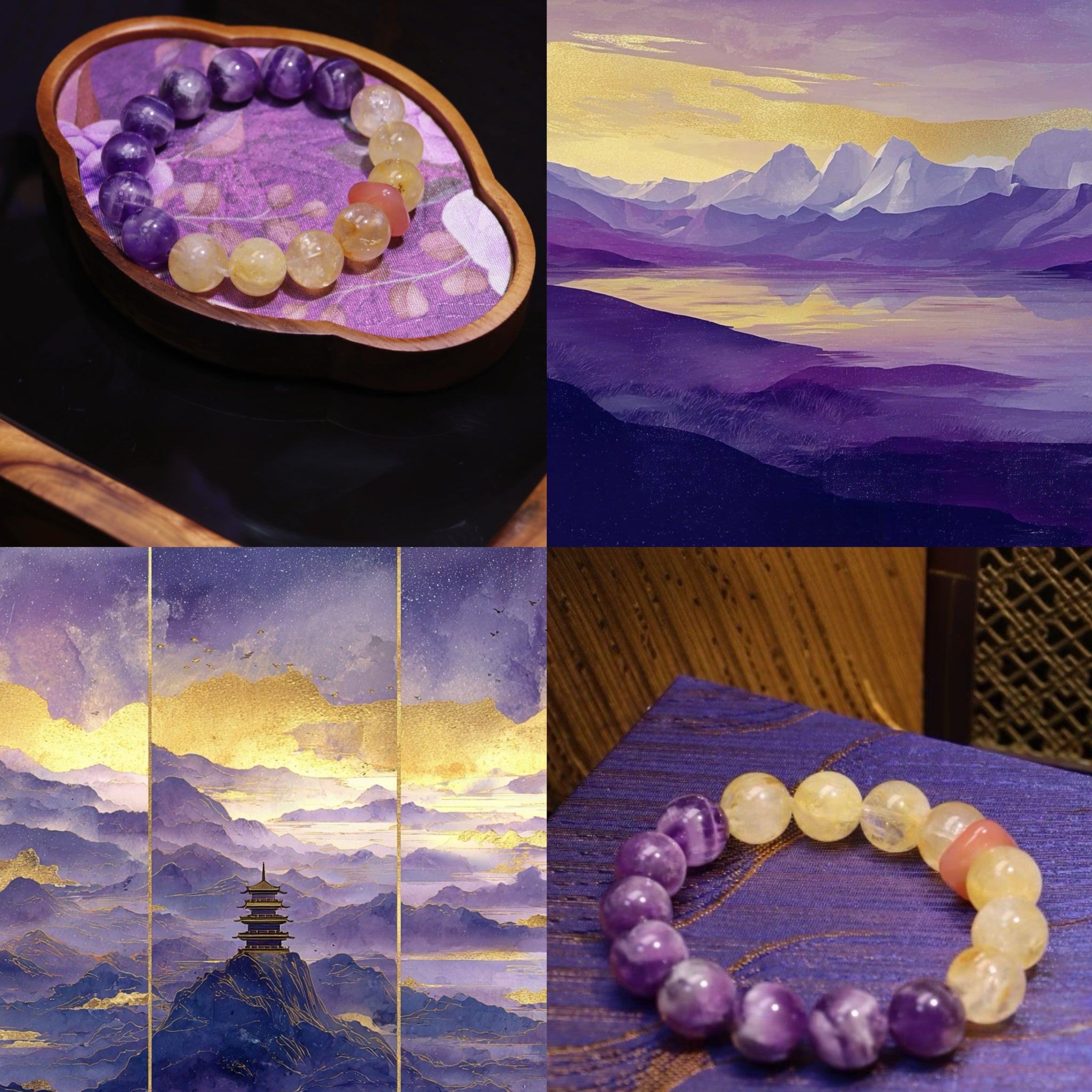 Amethyst & Citrine Healing Crystal Bracelet · Amethyst Wind