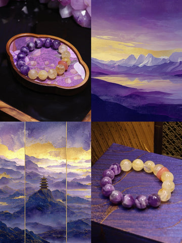 Amethyst & Citrine Healing Crystal Bracelet · Amethyst Wind