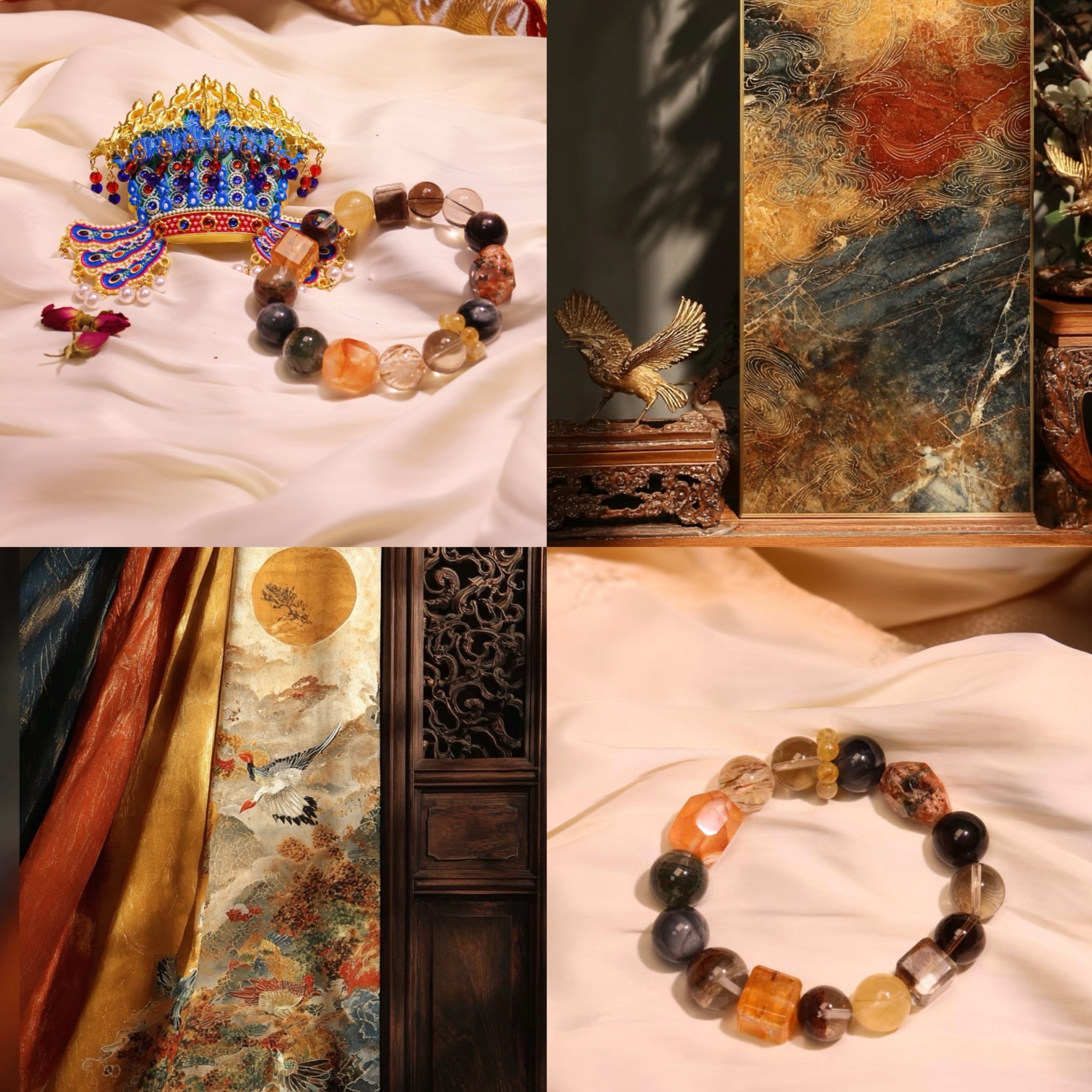 Phantom Quartz & Tiger Eye Crystal Bracelet · Still Horizon