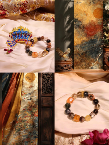 Phantom Quartz & Tiger Eye Crystal Bracelet · Still Horizon