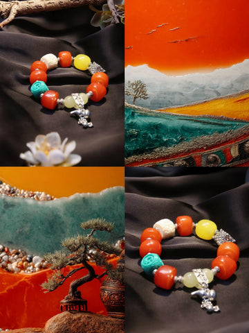 Himalayan Multistone Beaded Bracelet – Ethnic Tibetan Amulet Jewelry