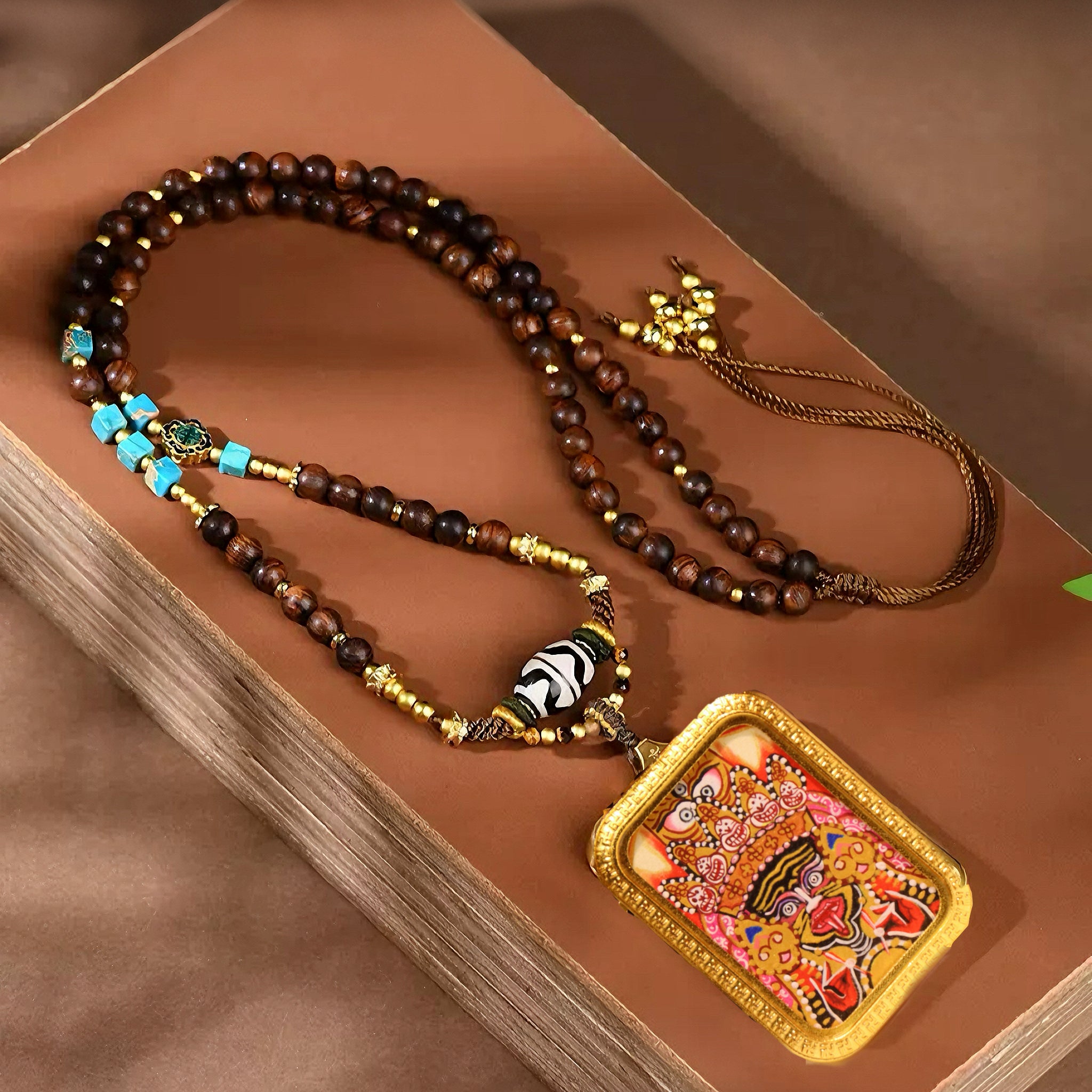 Tibetan Dzi Bead Necklace & Pendant Rope – Beaded Hanging Cord for Jewelry