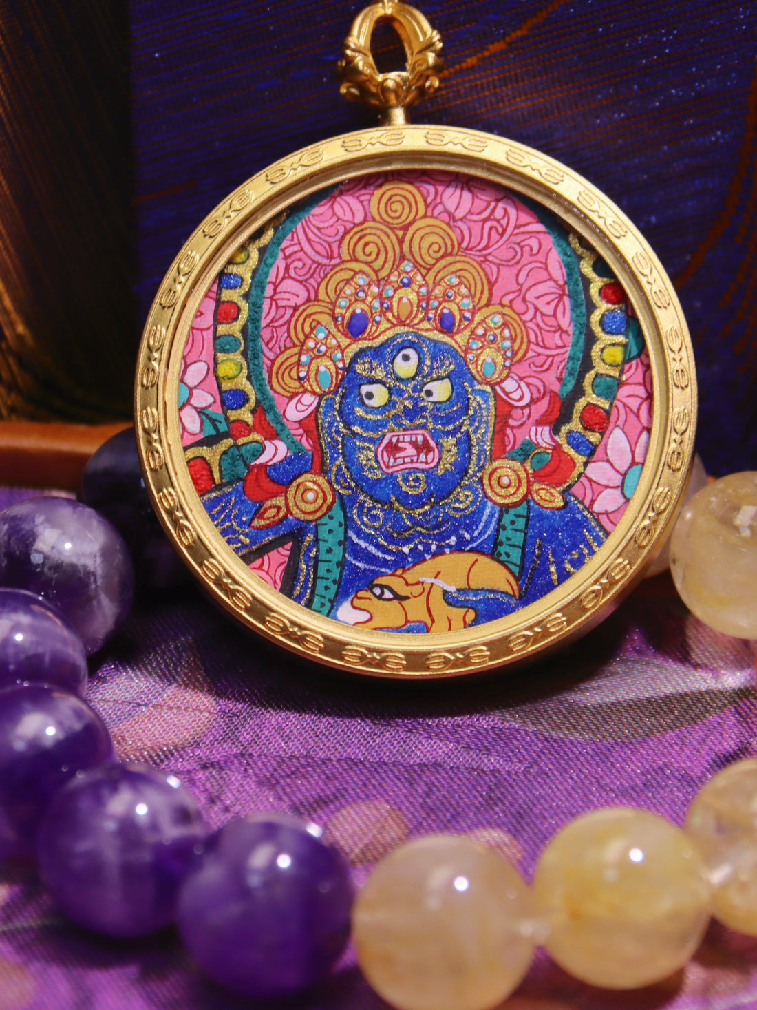 Hand-Painted Black Jambhala Thangka