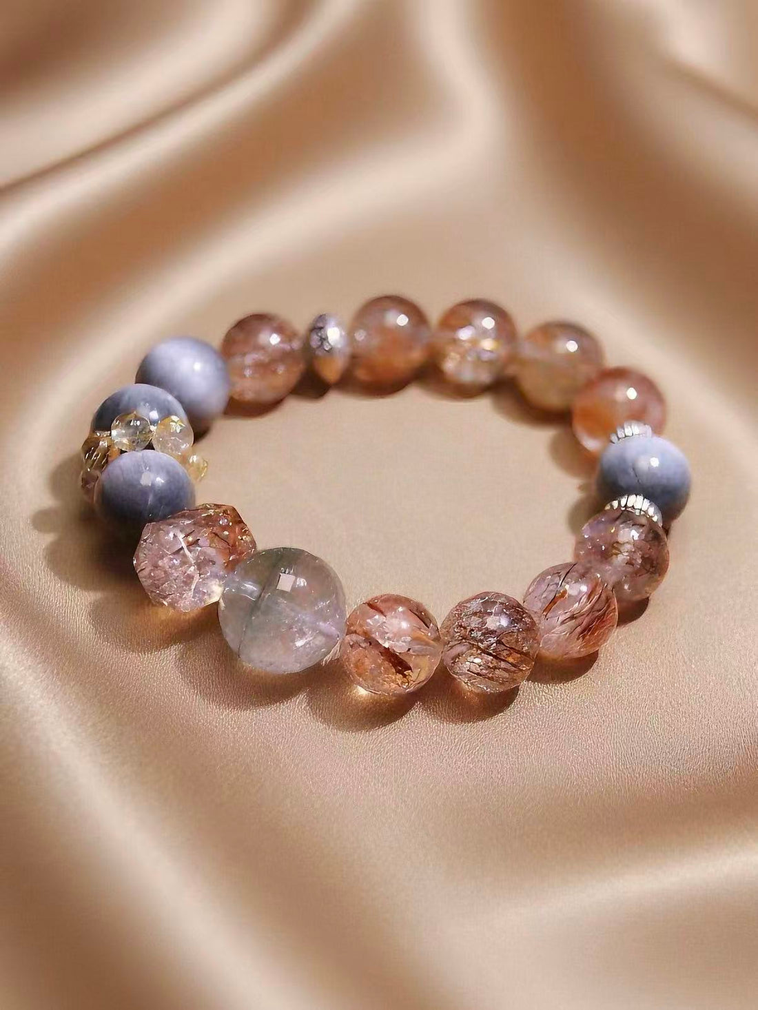 Rutilated Quartz & Blue Hawk’s Eye  Crystal Bracelet · Twilight Court
