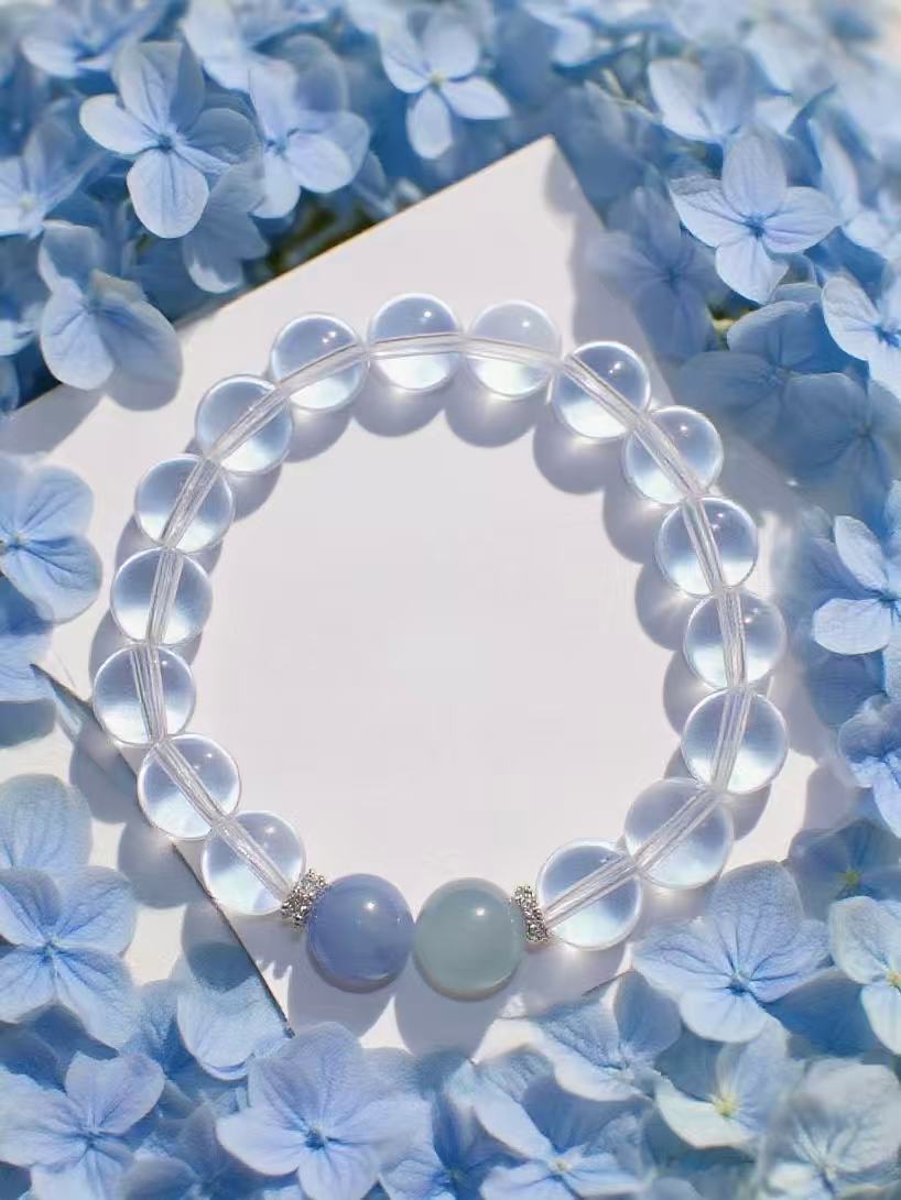 Aquamarine & Clear Quartz Crystal  Bracelet · Blue Stillness
