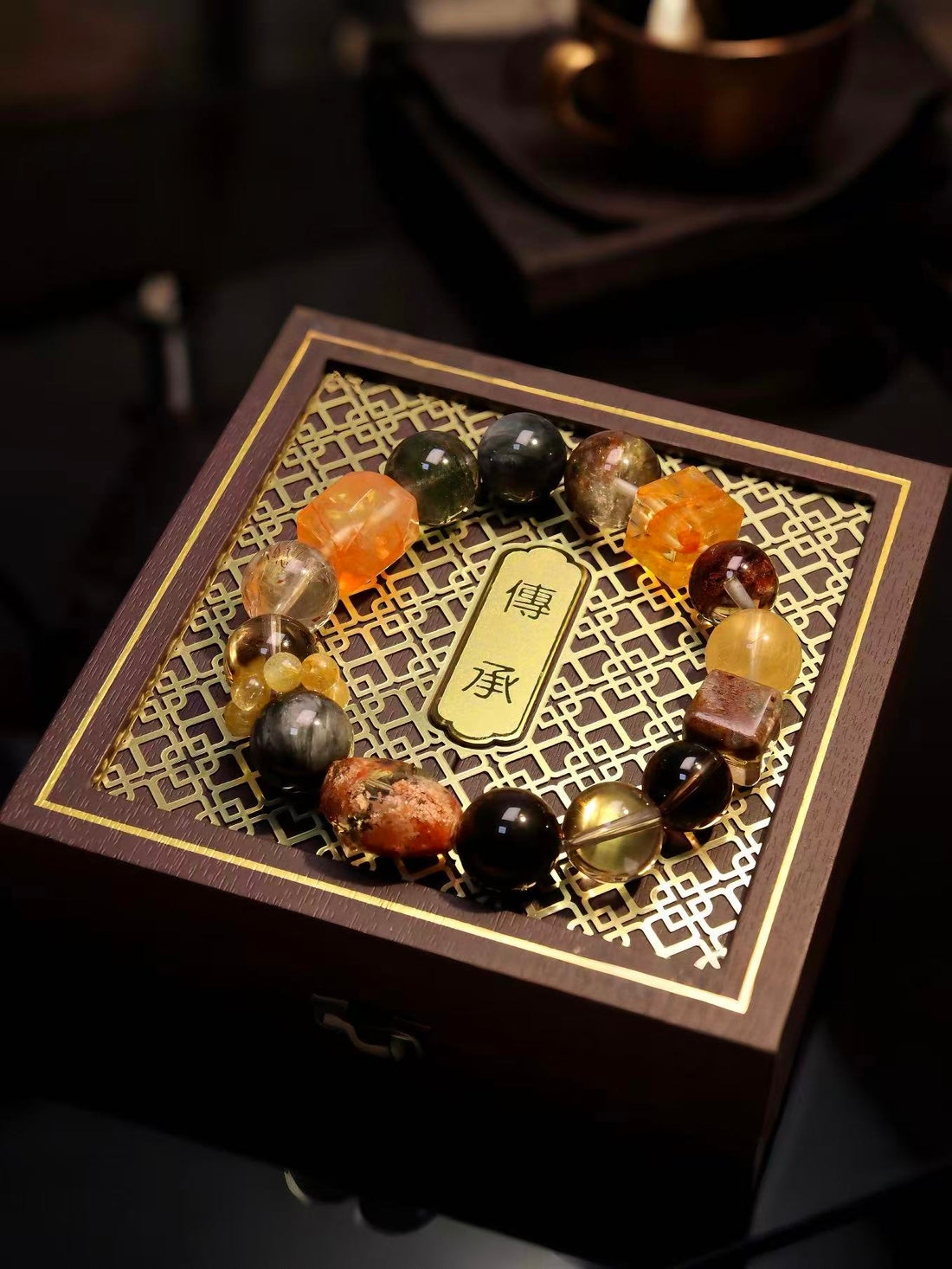 Phantom Quartz & Tiger Eye Crystal Bracelet · Still Horizon