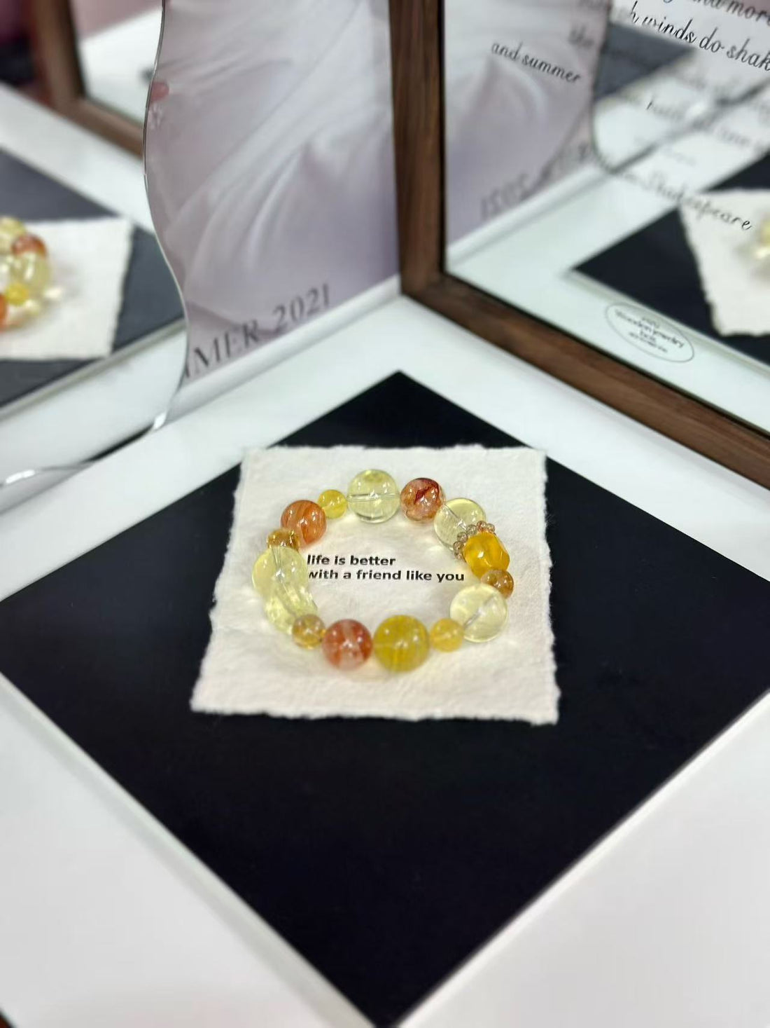 Yellow Fluorite & Citrine Crystal Bracelet, Wealth Clarity - Golden Veranda