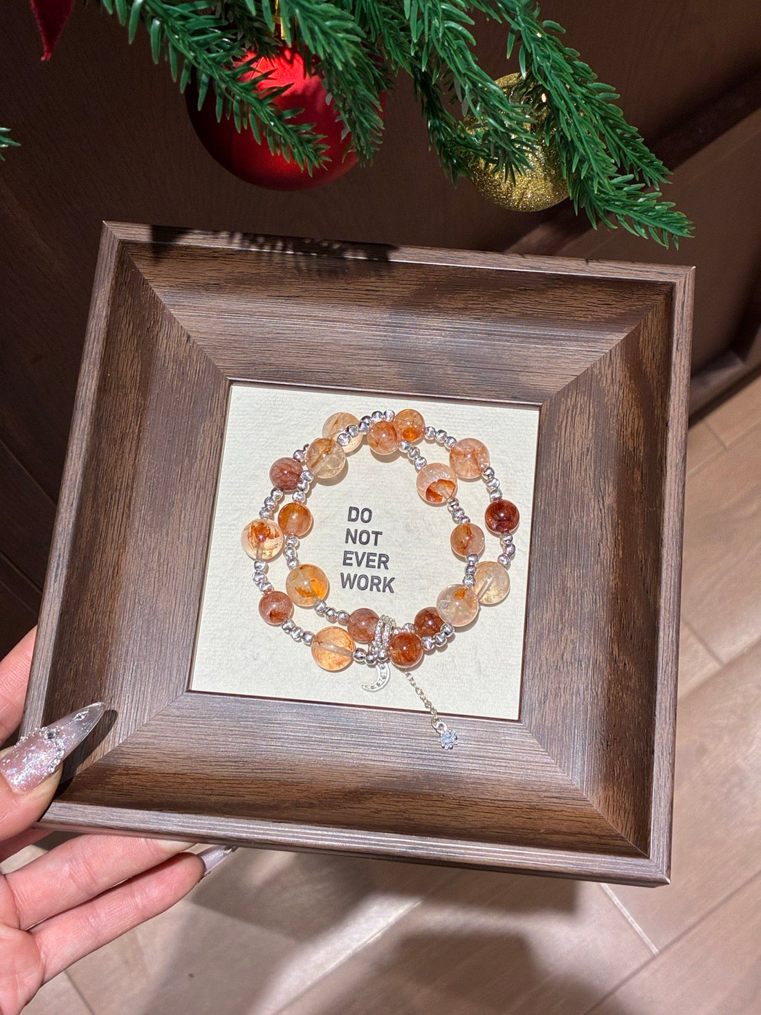 Red Flower Quartz & Fanta Flower Quartz Crystal Bracelet, Confidence & Wealth - Amber Coastline