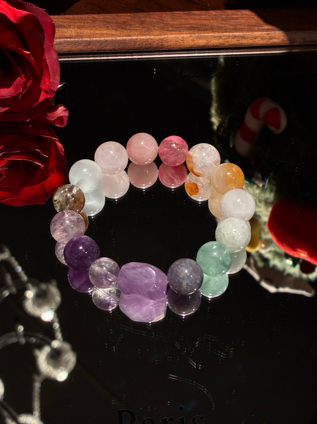 Amethyst & Aquamarine Multi fengshui Bracelet, Calm Love & Clarity - Prism Garden
