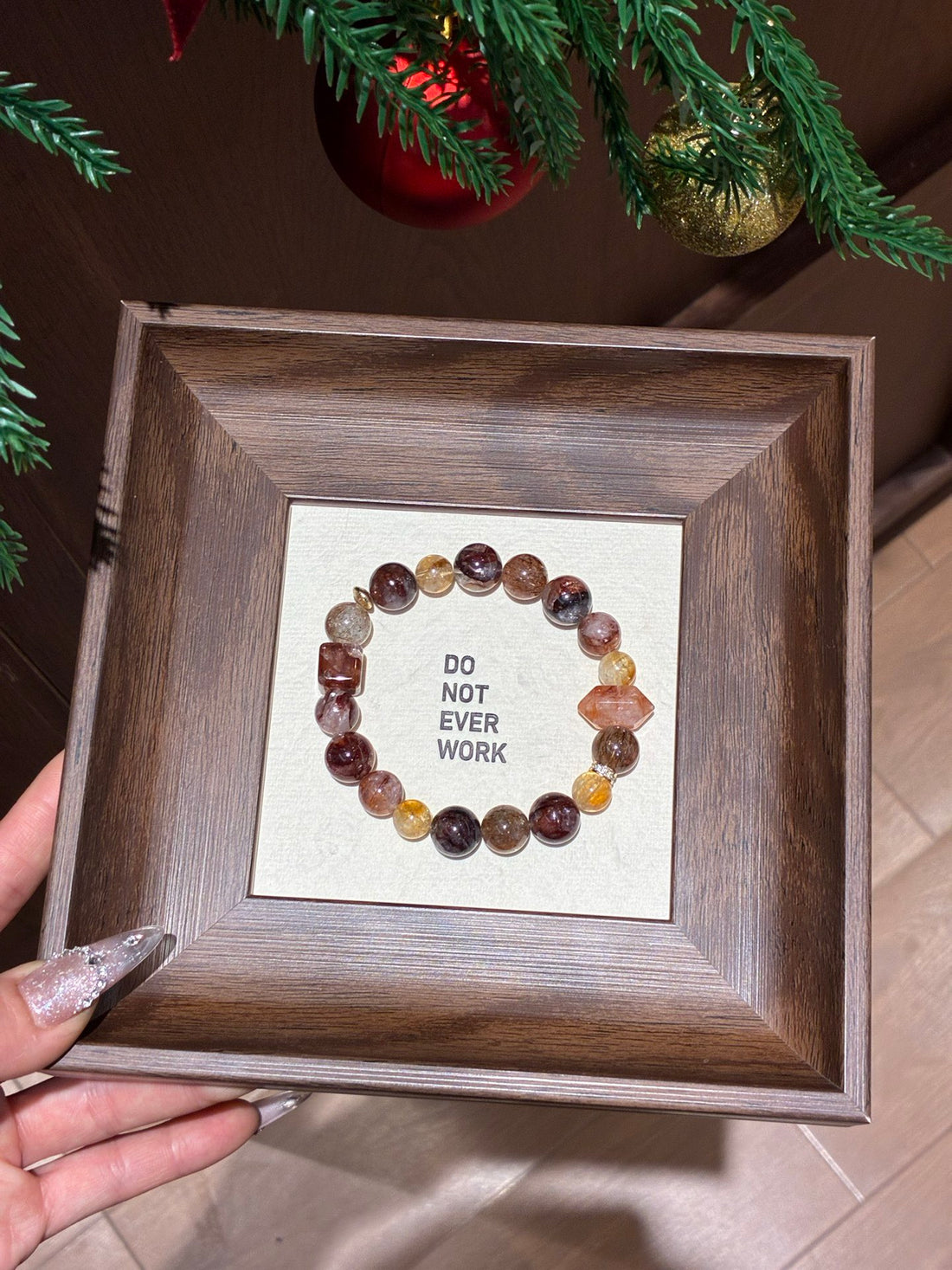 Red Flower Quartz & Golden Rutilated Quartz fengshui Bracelet, Wealth - Amber Canyon