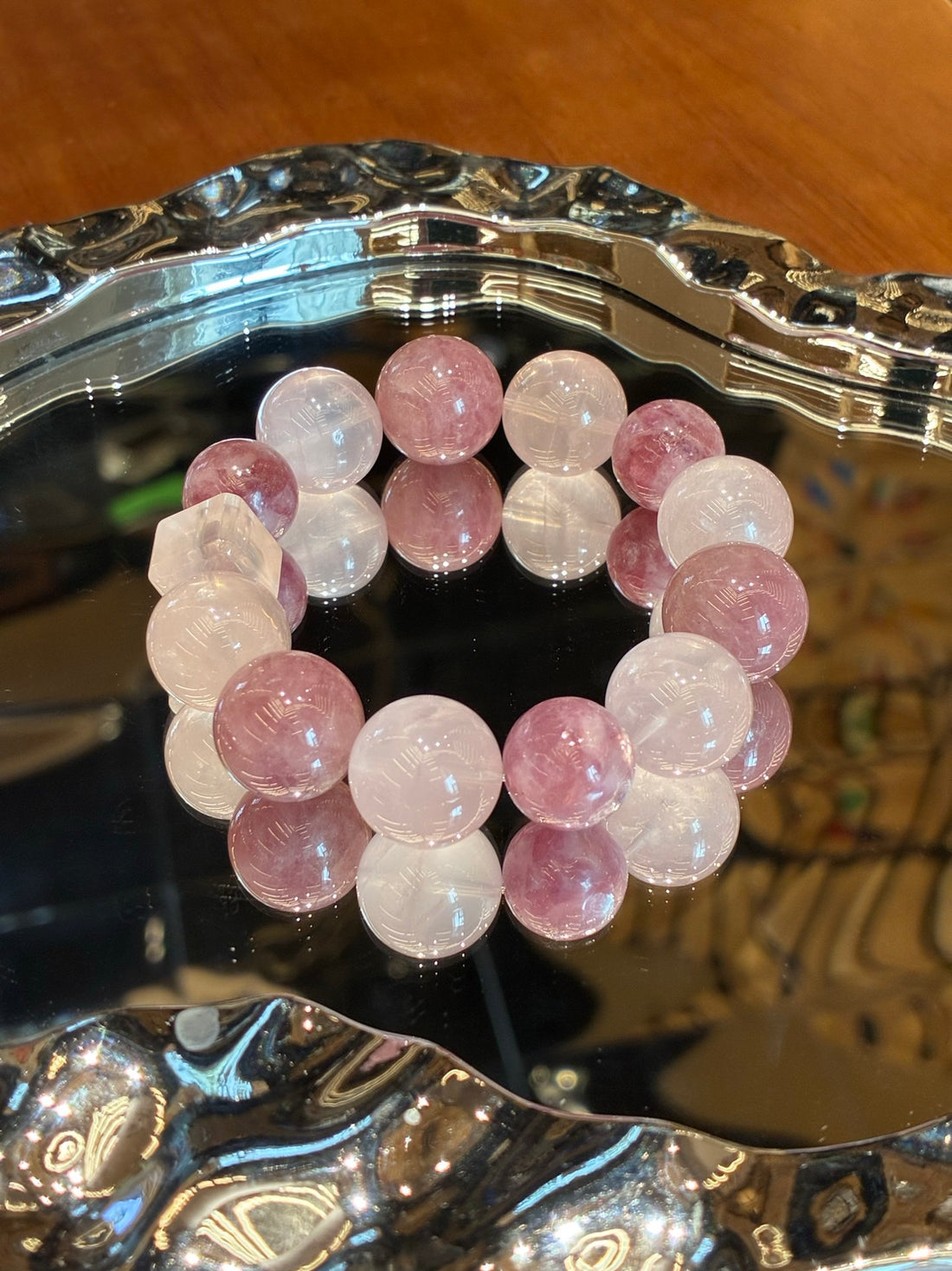 Rose Quartz & Purple Pink Quartz Crystal Bracelet, Love & Emotional Healing - Blush Sanctuary