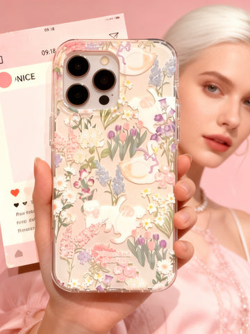 Floral Elegance Phone Case for iPhone 16 15 14 13 12 11 Pro Max - Luxury Aesthetic Flower Clear Cover, Premium Protective & Stylish Gift for Women