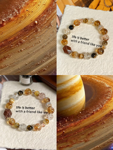 Black Super Seven, Yellow Phantom Quartz & Golden Tiger Eye Crystal Bracelet, Wealth & Expansion – Jupiter Ascension