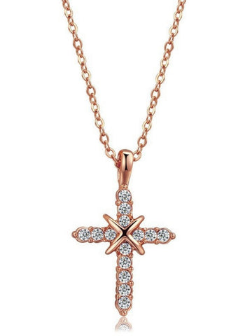 Rose Gold Cross Necklace for Women – Stylish Faith Pendant Jewelry