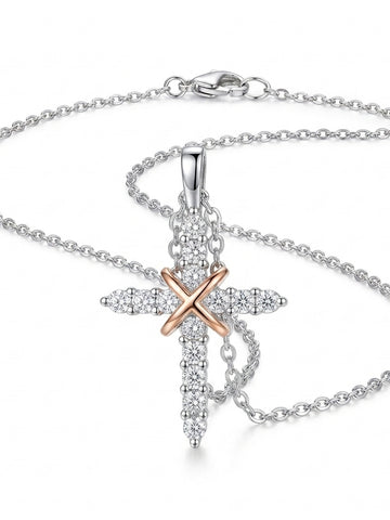 White Gold Cross Necklace for Women – Elegant Faith Pendant Jewelry