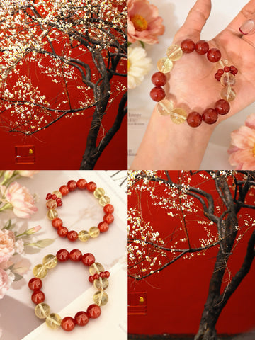 Citrine & Red Agate Crystal Bracelet · Vermilion Current